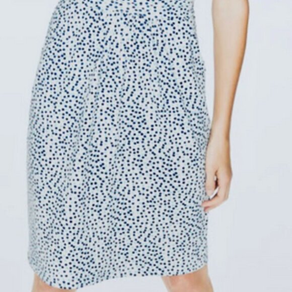 Boden Margot shift dress w/ pockets--white w/ blue polka dots sz 6P - Picture 2 of 12